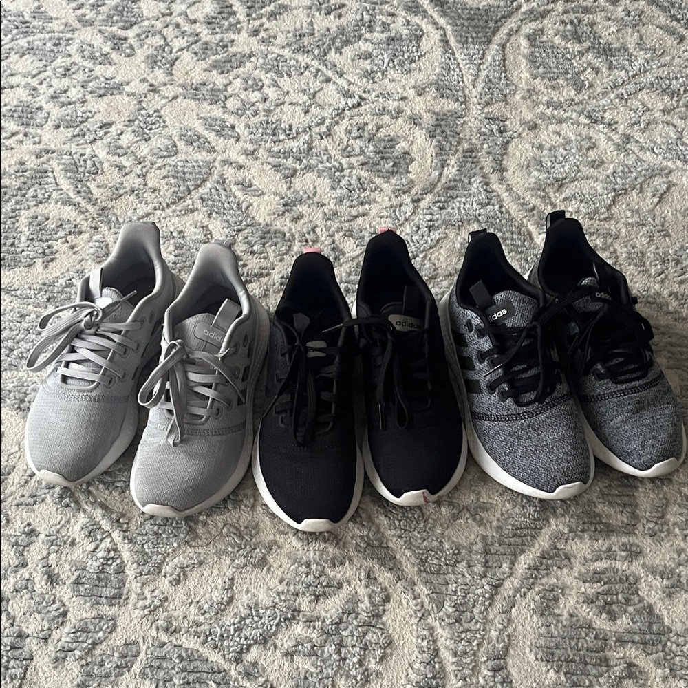 Adidas Sneaker Collection in Gray, Black, and Heathered Gray